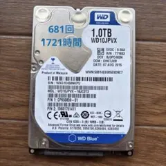 WD 1TB 2.5インチ HDD 681回/1721時間　WD10JPVX
