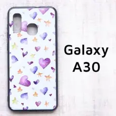 Galaxy A30 ケース 白 星 ハート カバー