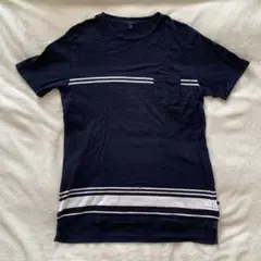 メンズTシャツ　Lサイズ　胸ポケット付　ネイビー