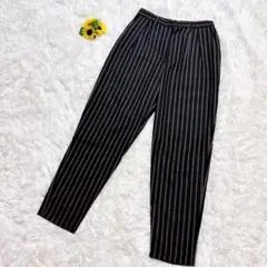 小さいサイズ✨ウィゴー◈ストライプ　プリーツスラックス　ウエストゴム　黒×茶