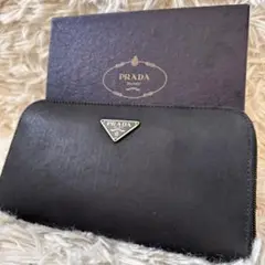早い者勝ち☆PRADA 長財布 ラウンドファスナー 三角タグ テスート ブラック
