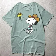 PEANUTS スヌーピー　キャラクター　アニメ　カウボーイ　レトロ　緑　M