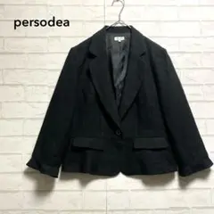persodea ショート丈 テーラードジャケット（13号） 黒 ラメ 袖フリル