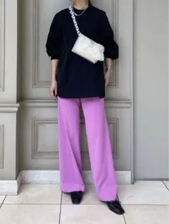 HYKE STRETCH WIDE LEG PANT ピンク ワイドパンツ