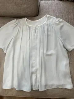 AOKI LES MUES 半袖ブラウス グリーン