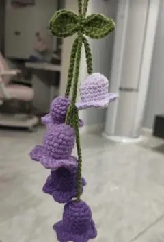 あみぐるみ 花 紫と緑