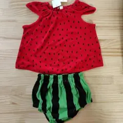 なりきりスイカ　シャツとパンツ上下　80
