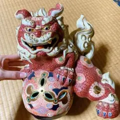 九谷焼【糠川清章】玉獅子  唐獅子  置物 九谷焼 玉獅子/ 糠川清章 - メルカリ