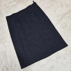 総柄 刺繍 台形 スカート【L】タイト フレア ブラック ウエストゴム おしゃれ