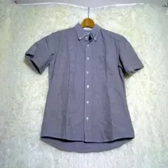 VILLAND ビランド【M】メンズ 半袖 ボタンダウンシャツ 綿 グレー
