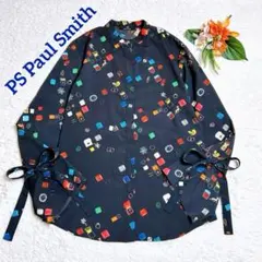 極美品✨PS Paul Smith　総柄袖口リボンシャツ　マルチカラー　38
