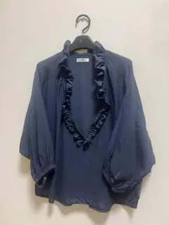 DAY BIRGER ET MIKKELSEN ブラウス フリル襟 ネイビー