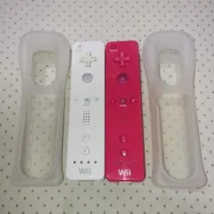 wiiリモコン 白ピンクセット　カバー付き