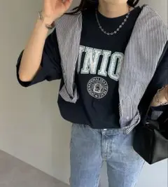 DISCOAT UNIONロゴ グレー Tシャツ FREEサイズ