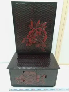 今月廃棄・最終値下げ】鎌倉彫 三面鏡・化粧台 工芸品 昭和レトロ