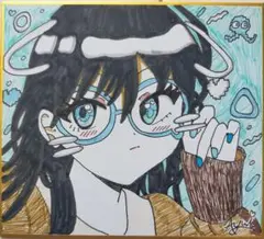 ★イラスト★手描き　オリジナル　ミニ色紙　一点物♪