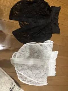 レース つけ襟 2点セット 黒 白