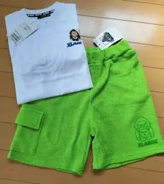 今年新作XLARK ホワイトTシャツとグリーンハーフパンツセット　120cm