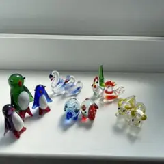ガラス製動物フィギュアセット 11体