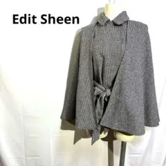 Edit Sheen チェック柄 ケープコート Mサイズ　アウター