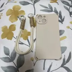ベージュ iPhone14ケース ストラップ付き