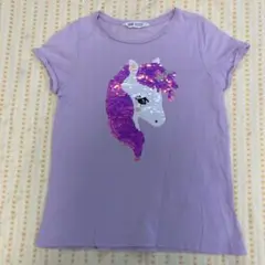ユニコーン スパンコール Tシャツ 紫