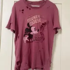 ミッキー　グランジ穴あき加工Ｔシャツ
