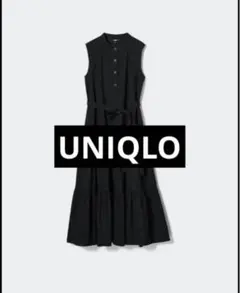 UNIQLO ノースリーブティアードワンピース　ブラック　/334
