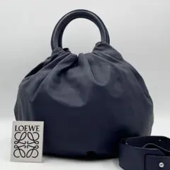 ✨美品✨ ロエベ バウンスバッグ 2way ナッパレザー アナグラム ネイビー