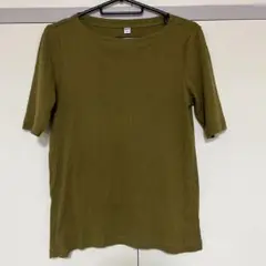ボートネックリブTシャツ　五分袖　ユニクロ