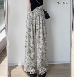 ワイドパンツ 花柄 リラックスパンツ カジュアルパンツ ゆったり 接触冷感