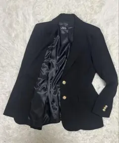 【極美品】ZARA ザラ　テーラードジャケット 金ボタン　Lサイズ　ブラック