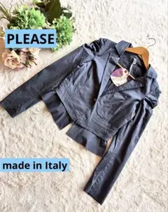 ✴︎ 新品未使用✴︎プリーズ✴︎イタリア製ペプラムジャケット✴︎パワーショルダーデザイン