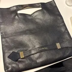 レザー ハンドル付き クラッチバッグ 黒