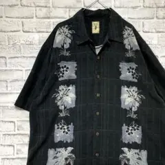 半袖シルクシャツ！アロハ　ブラック2XLオーバーサイズ4