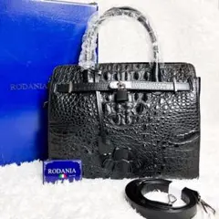 新品未使用✨ロダニア クロコダイル ハンドバッグ 2way 鍵 黒