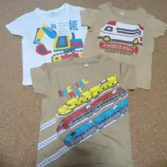 新品未使用　電車・救急車・ショベルカーTシャツ