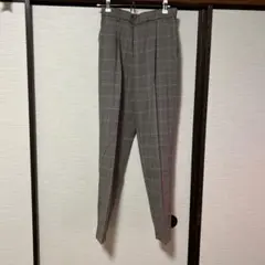 グレー系ピンクチェック スラックスパンツ