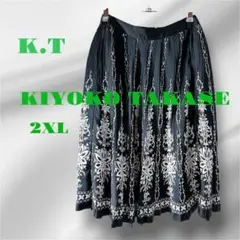 【大きめサイズ】【15号】K.TスカートKIYOKO TAKASE 黒総柄2XL