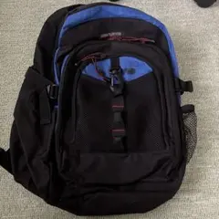 カジュアルリュック 黒と青 メッシュポケット付き