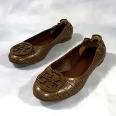 【美品】Tory Burchトリーバーチ　フラット　クロコ　パンプス　ブラウン