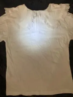 ホワイト フリル襟 半袖シャツ