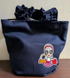 ネイビーブルートートバッグ エンブロイダリーキャラクター付き