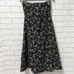 Lutique ルティーク ロングスカート 花柄 黒 M 薄め