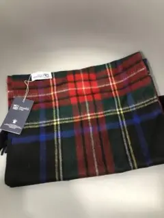 ジョンストンズ ストール カシミア チェック柄ブラックjohnstons