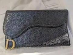 Christian Dior長財布 サドル フラップ ほぼ未使用 クロコ型押し