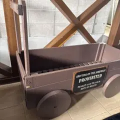 かわいい車輪のアンティーク木箱　収納　シャビーシック ビンテージ　古材