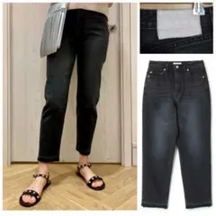 ☆MACPHEE コットンストレッチデニム シガレットパンツ 32 ブラック