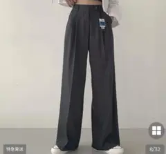 nugu インナーボタンタック入りワイドスラックス