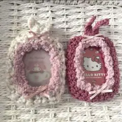 手編み♡トレカケース♡2個セット♡ピンク系♡推し活♡着ぐるみ♡毛糸